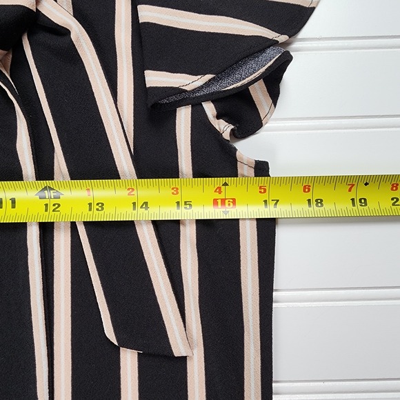 Adrianna Papell Womens Shirt Size Small Striped Flutter Sleeve Top Black Pink - Picture 6 of 8